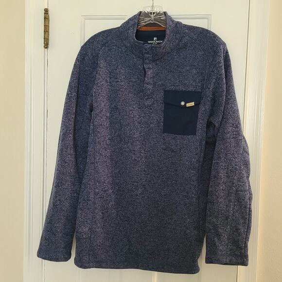 Woolrich 1/4 Snap Pullover Jacket Size Medium Blue - Picture 1 of 8